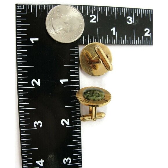 La Mode Vintage Cufflinks Karet Klad  Jade? Round Fluted Design - Picture 5 of 13